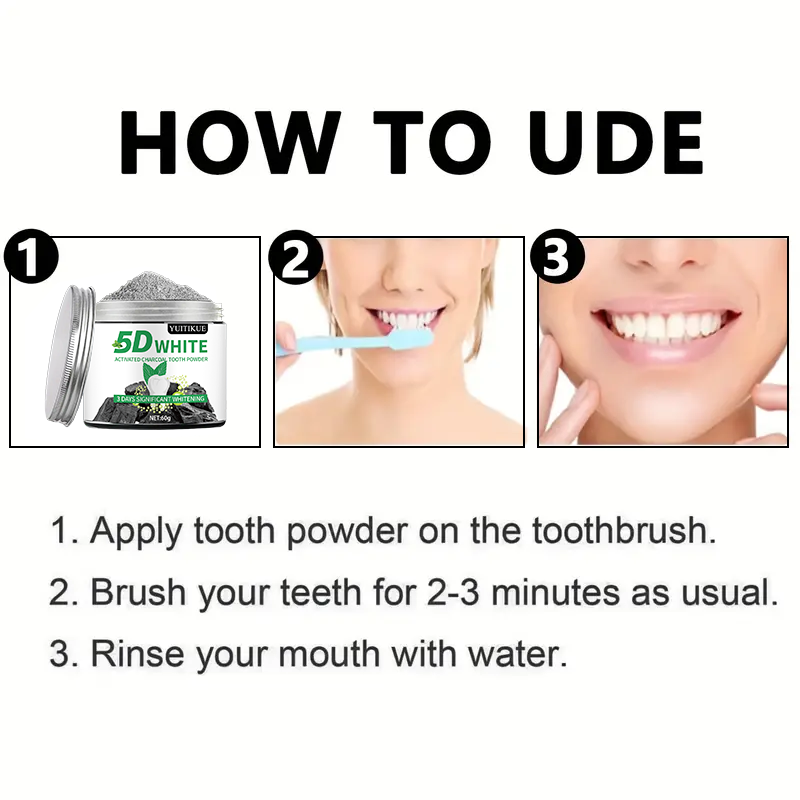 YUlTlKUE 5D White Activated ch - Teeth Whitening Powder 评论和价格