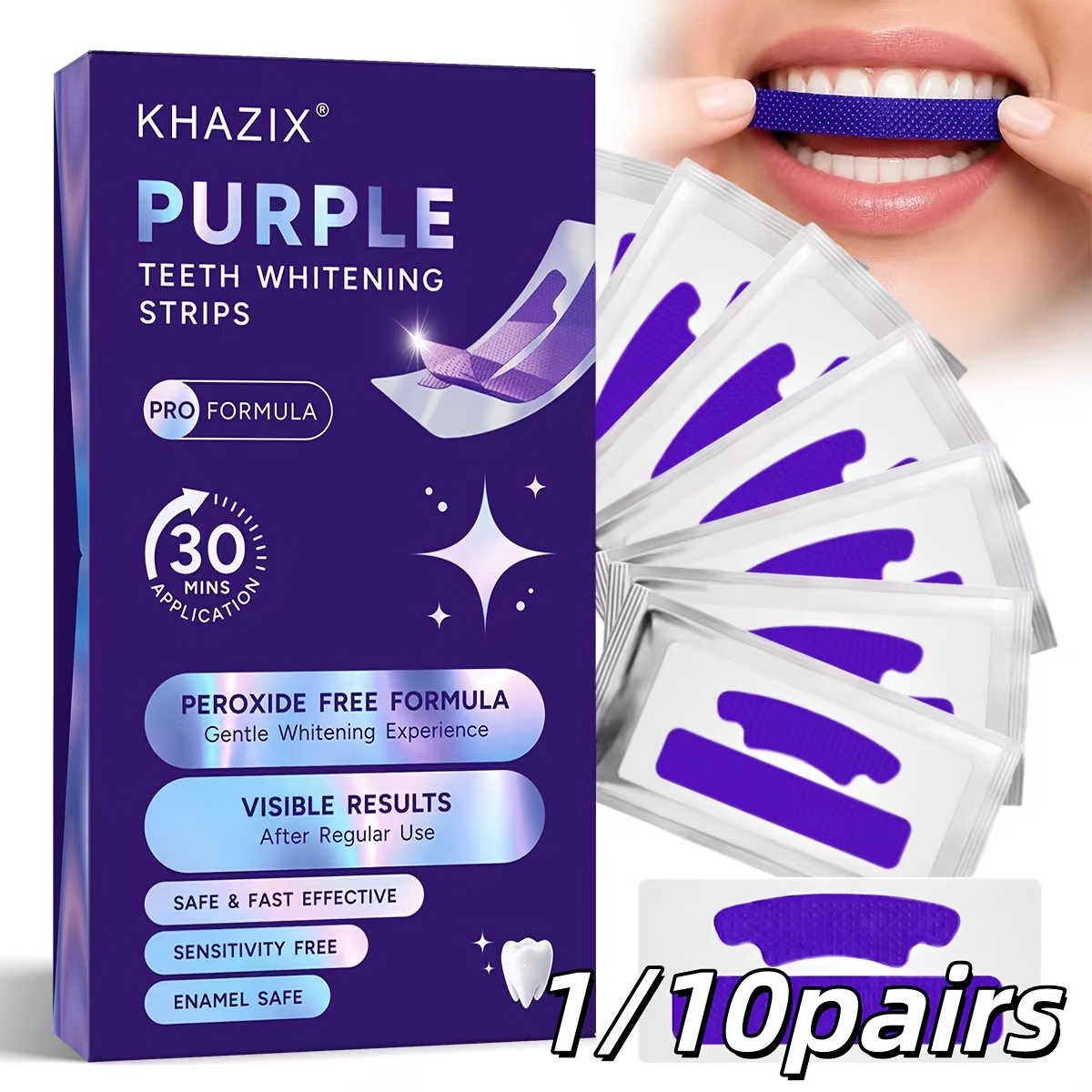 1/10pairs Purple Teeth Whiteni - Teeth Whitening Strips Permanent 评论和价格